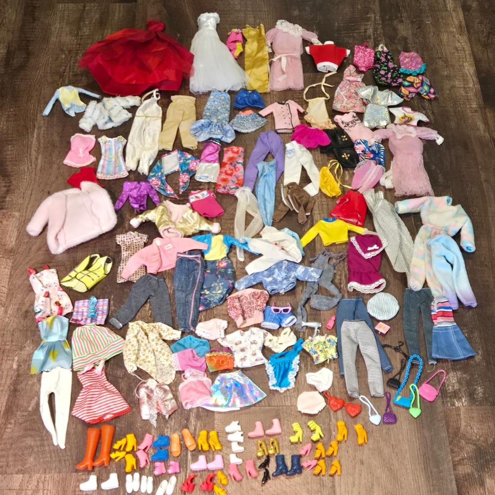 Barbie Doll Clothes Accessories Lot 157 Pieces Shoes Ken Chelsea Mixed Fashion
